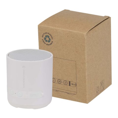 Hunor 3W recycled plastic wireless speaker Standard | White | No Branding | not available | not available