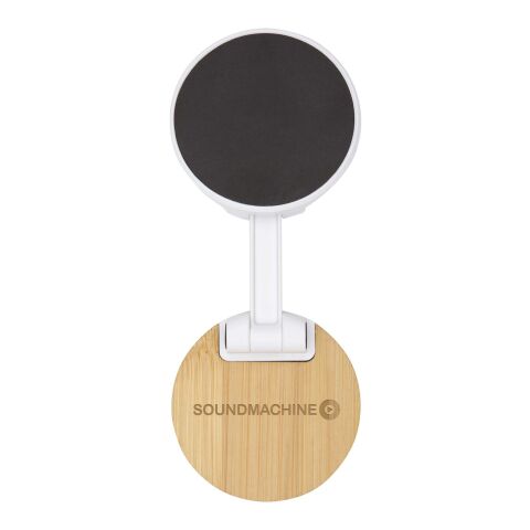 Alcor recycled plastic foldeable magnetic phone stand with bamboo details Standard | White | No Branding | not available | not available