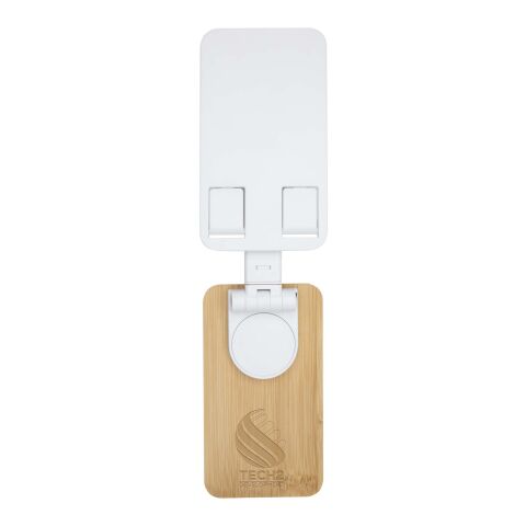 Alfirk recycled plastic foldeable desk phone stand with bamboo details Standard | White | No Branding | not available | not available