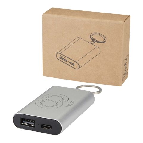 Arcturus 2000 mAh recycled aluminium power bank with keychain Standard | Silver | No Branding | not available | not available