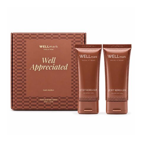Wellmark Quite Rebellion 70 ml hand wash and 70 ml hand lotion gift set Maroon