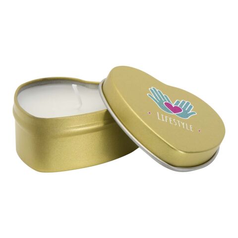 Blissful heart-shaped tin candle with vanilla aroma