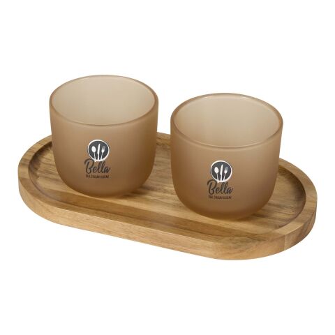 Male wooden serving tray and glass cups set