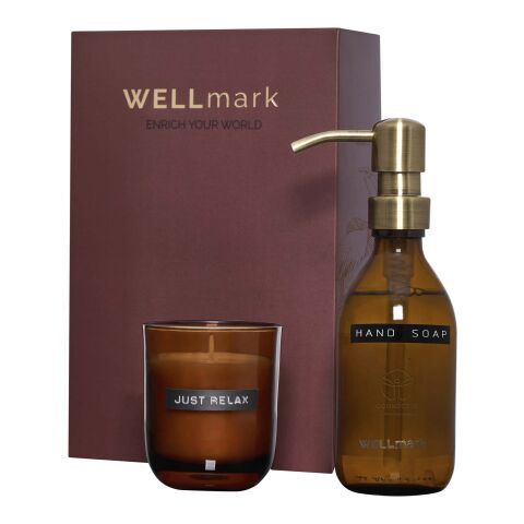 Wellmark Discovery 250 ml hand soap dispenser and 150 g scented candle set