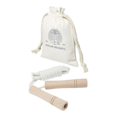 Denise wooden skipping rope in cotton pouch Standard | Off white-Wood | No Branding | not available | not available