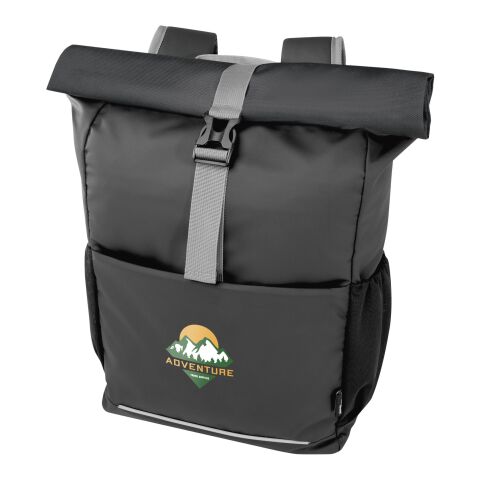 Aqua 15&quot; GRS recycled water resistant roll-top bike bag 20L Standard | Solid black | No Branding | not available | not available | not available