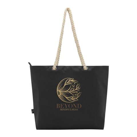 Panama GRS recycled beach cooler tote bag with cord handles Standard | Solid black | No Branding | not available | not available