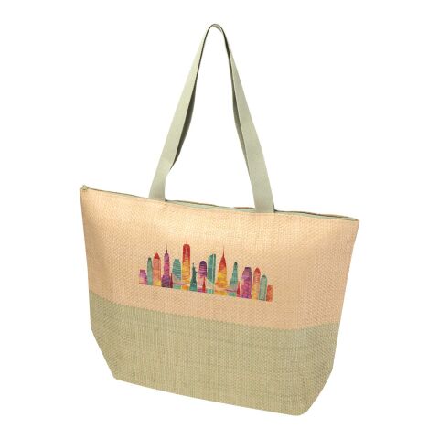 Rhythm straw paper large zipped tote bag 21L Brick