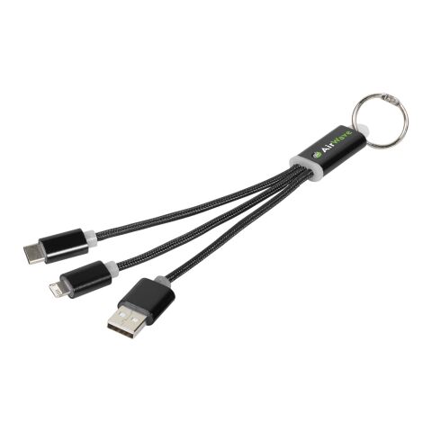 Metal 3-in-1 charging cable with keychain Standard | Solid black | No Branding | not available | not available