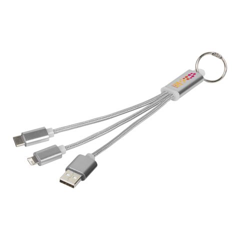 Metal 3-in-1 charging cable with keychain