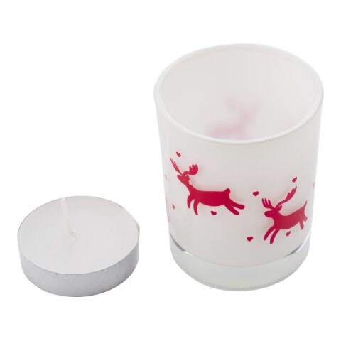 Glass candle holder with Christmas decorations Kirsten white | Without Branding