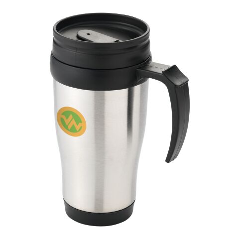 Sanibel 400 ml insulated mug Standard | Silver-Solid black | No Branding | not available | not available