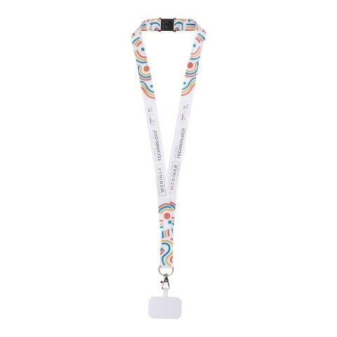 Addie sublimation lanyard with phone holder and safety breakaway  Solid black-White | 15mm | No Branding | not available | not available