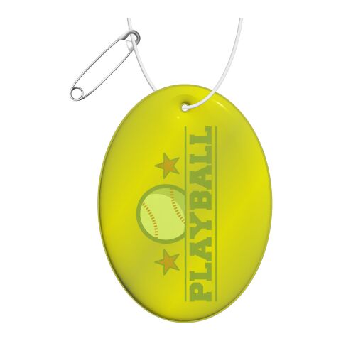Reflective hanger oval Neon yellow | 1-color Screen Print | Front (on reflective layer) | 67 mm x 48 mm
