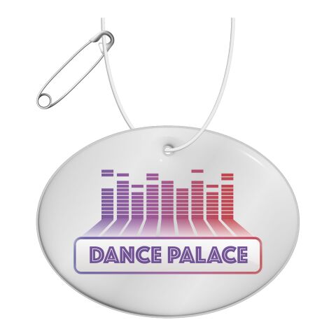 Reflective hanger round large White | 1-color Screen Print | Front (on reflective layer) | 67 mm x 48 mm