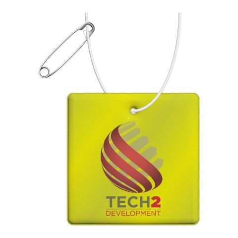 Reflective hanger square Neon yellow | 1-color Screen Print | Front (on reflective layer) | 46 mm x 46 mm