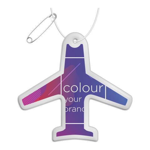 RFX™ plane reflective PVC hanger White | 1-color Screen Print | Front (on reflective layer) | 70 mm x 73 mm