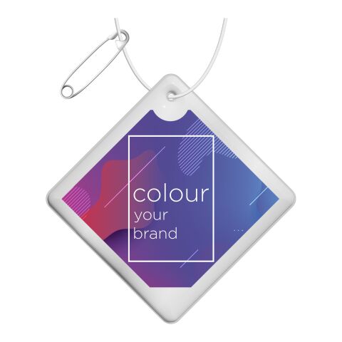 RFX™ diamond reflective PVC hanger small White | Digital Print | Front (under reflective layer) | 55 mm x 55 mm