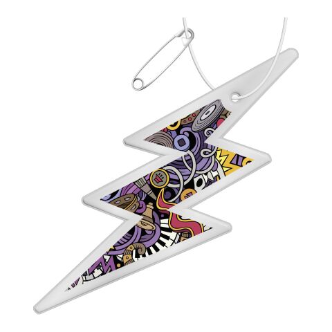 RFX™ flash reflective PVC hanger White | Digital Print | Front (under reflective layer) | 47 mm x 123 mm