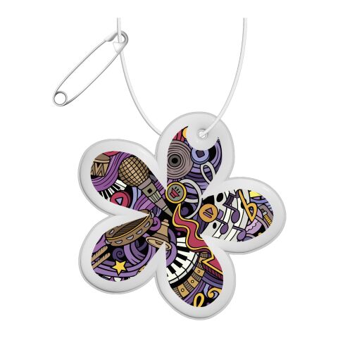 RFX™ flower reflective PVC hanger White | 1-color Screen Print | Front (on reflective layer) | 0 mm x 0 mm x Ø 51