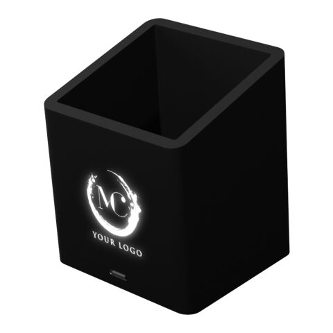 SCX.design O11 antibacterial light-up logo pencil holder with dual USB output Solid black | No Branding | not available | not available