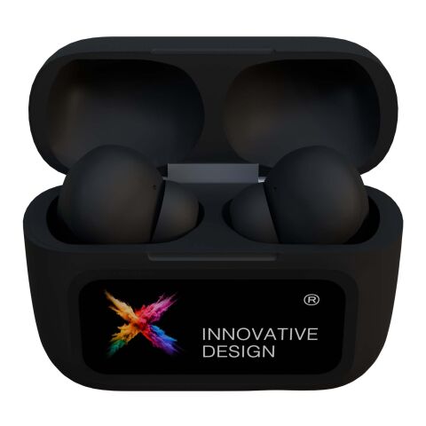 SCX.design E26 ANC earbuds with interactive touchscreen charging case