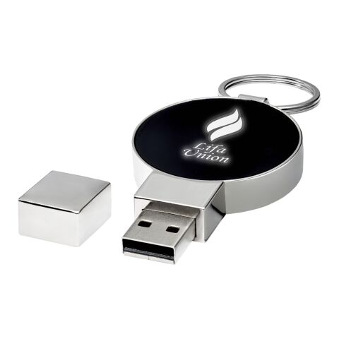 Round light-up USB Solid black-Silver-White | No Branding | not available | not available | 1 GB