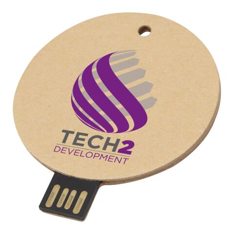 Round recycled paper USB 2.0 Kraft brown | No Branding | not available | not available | 1 GB