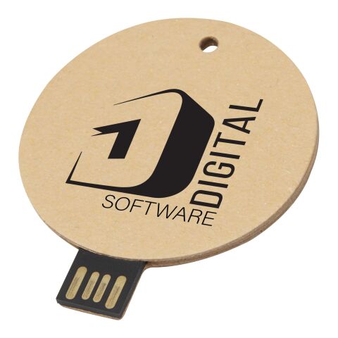 Round recycled paper USB 2.0 Kraft brown | No Branding | not available | not available | 8 GB