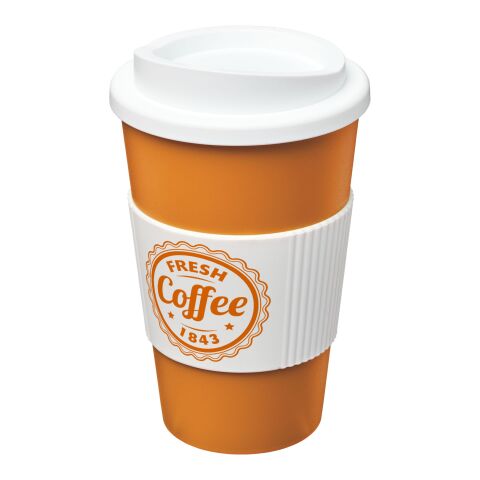 Americano® 350 ml insulated tumbler with grip Transparent orange-White | No Branding | not available | not available