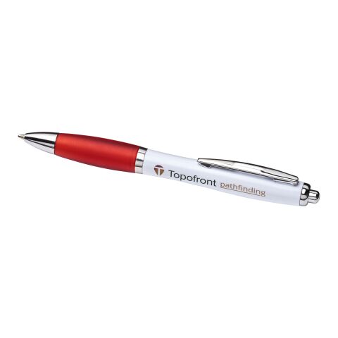Curvy ballpoint pen with white barrel Red | No Branding | not available | not available