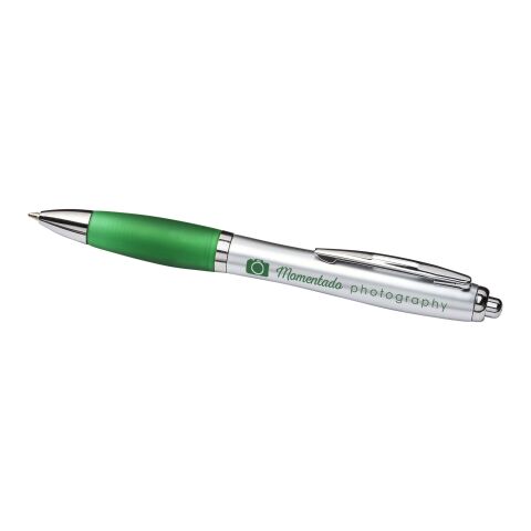 Curvy ballpoint pen Silver-Green | No Branding | not available | not available