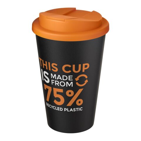 Americano® Eco 350 ml recycled tumbler with spill-proof lid Orange-Solid black | No Branding | not available | not available