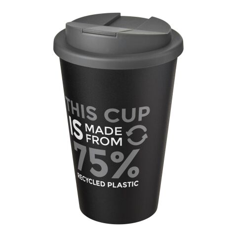Americano® Eco 350 ml recycled tumbler with spill-proof lid Grey-Solid black | No Branding | not available | not available