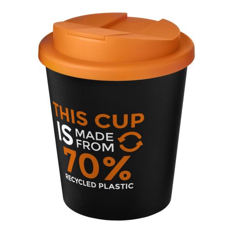 Americano® Espresso Eco 250 ml recycled tumbler with spill-proof lid Solid black-Orange | No Branding | not available | not available