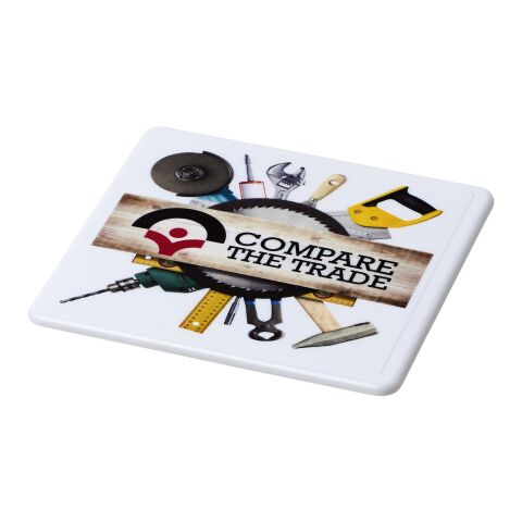 Renzo square plastic coaster White | No Branding | not available | not available