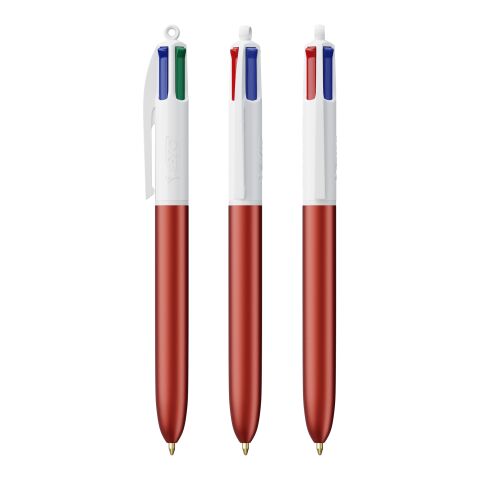 BIC® 4 Colours Glacé with Lanyard White-clear red | 1-colour Screen Print | Barrel-Clip centered | 30.00 mm x 43.00 mm
