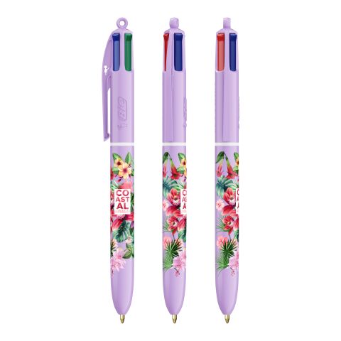 BIC® 4 Colours® Pastel Purple pastel | 1-color Screen Print | Barrel-Clip centered | 30.00 mm x 43.00 mm