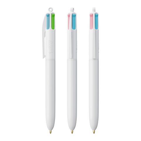 BIC 4-colour fashion pen White | 1-colour Screen Print | Cap-Rear cap | 22.00 mm x 10.00 mm