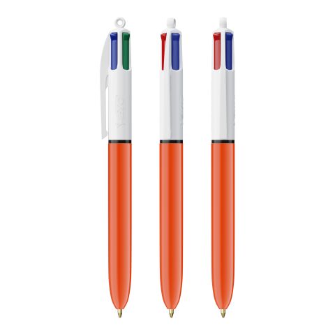 BIC® 4 Colours Fine White-orange | 1-colour Screen Print | Barrel-Clip centered | 30.00 mm x 43.00 mm