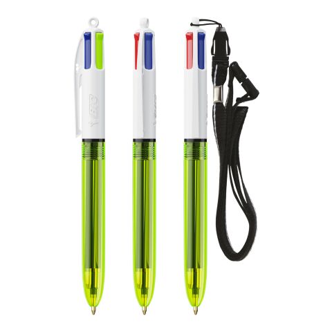 BIC® 4 Colours Fluo ballpen + lanyard Yellow