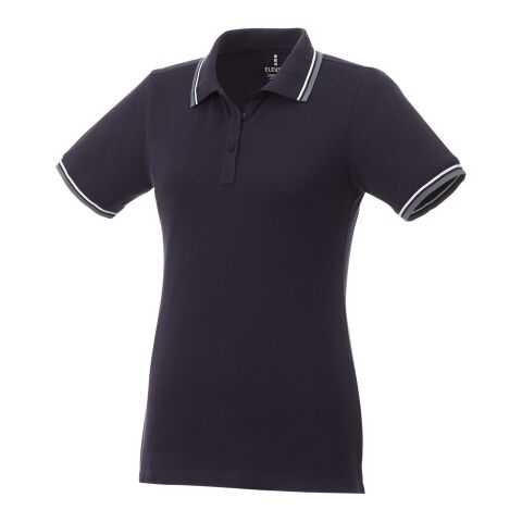 Fairfield short sleeve women&#039;s polo with tipping Standard | Navy-Grey melange-White | S | No Branding | not available | not available | not available
