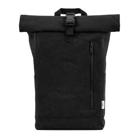 Osaka Backpack 16L. 360gsm rCotton. Roll-top. Buckle Closure Solid black
