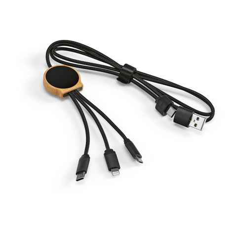Asimov 5-in-1 Cable Bamboo and rPET. Backlit logo. Solid black | No Branding | not available | not available | not available