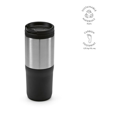 Orange Travel Cup Recycled Stainless Steel 600 ml  Black | Without Branding