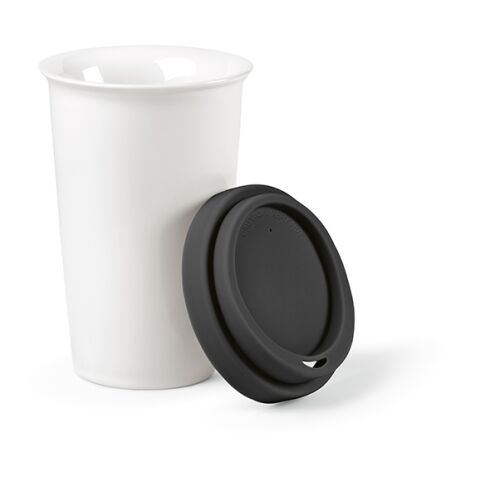 Tagus Travel Cup Ceramic 330ml. Double wall with coloured lid Solid black | No Branding | not available | not available | not available