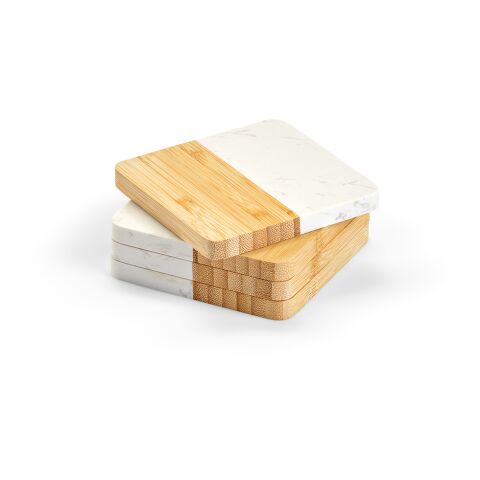 Kahlo Coasters Marble and Bamboo. Set of 4 Natural | No Branding | not available | not available | not available