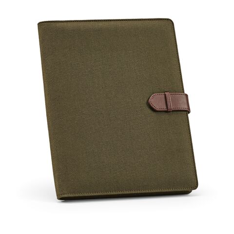 Eliot A4 Folder rCotton. 64 FSC sheet notepad and rPU closure Army green | No Branding | not available | not available | not available