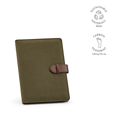 Eliot A5 Folder Recyled Cotton olive green | Without Branding