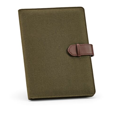 Eliot A5 Folder rCotton. 64 FSC sheet notepad and rPU closure Army green | No Branding | not available | not available | not available